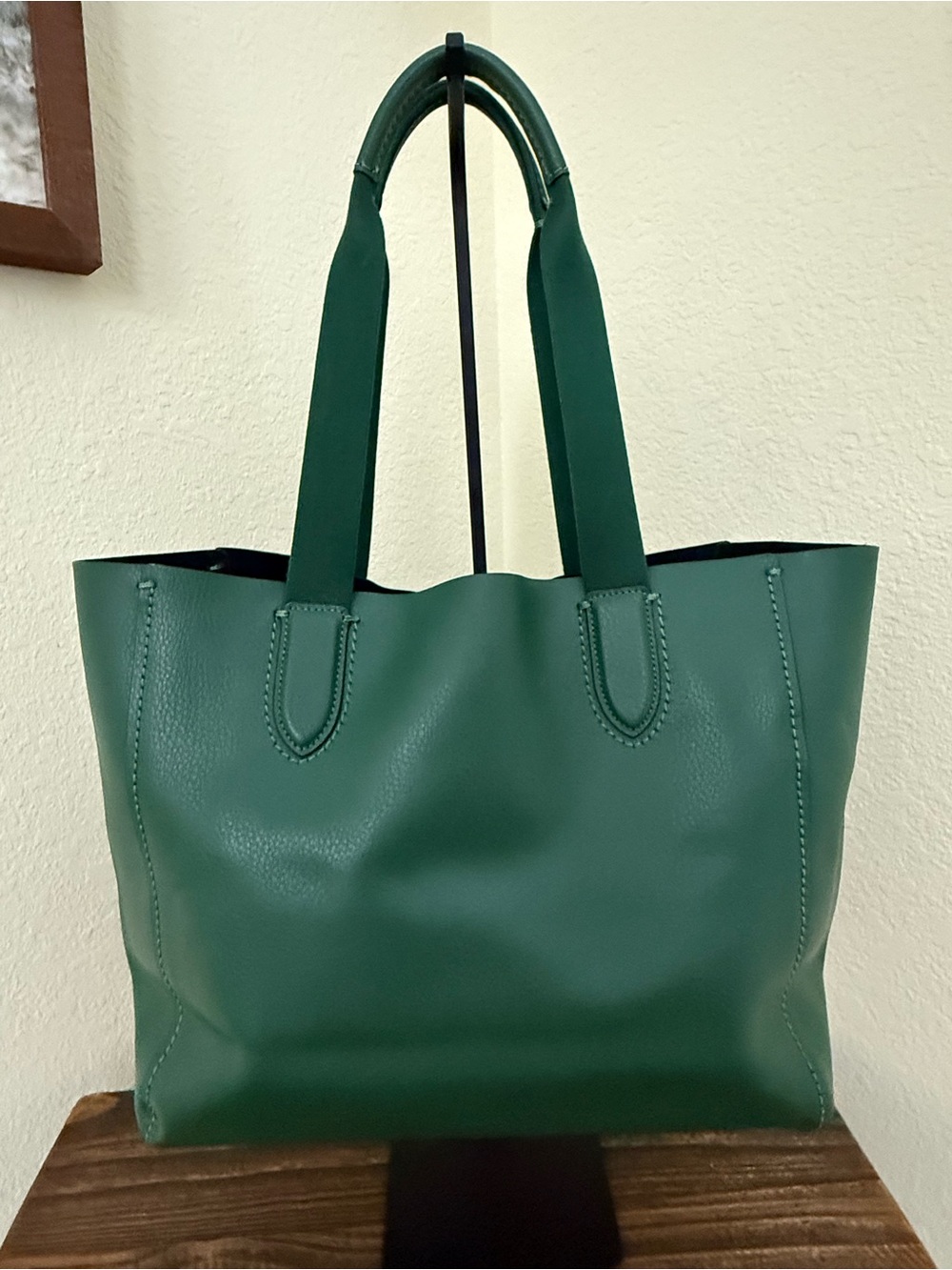 Coach Forest Green Pebbled Leather Tote with Leather Tag - Picture 7 of 13